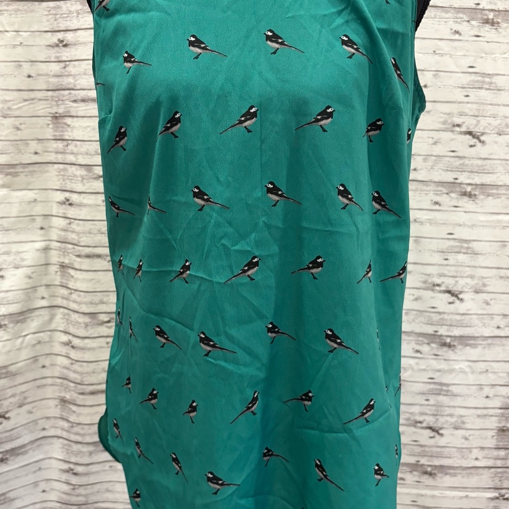 Banana Republic Teal Bird Pattern Tank Top
